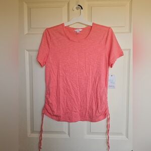 Coral Short Sleeve Gathered Top